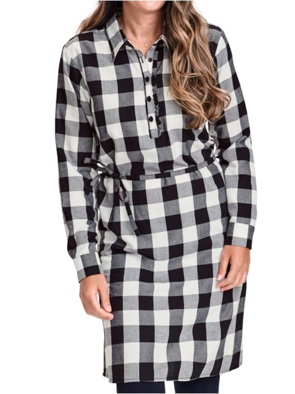 The Children's Place Womens Matching Family Buffalo Plaid Shirt Dress - Black